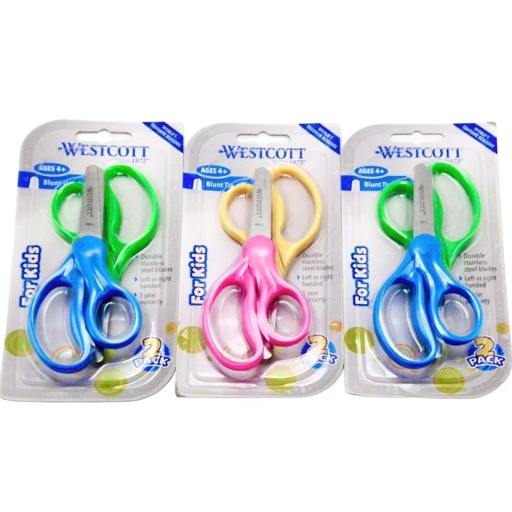 Westcott Kids Scissors 2-Pack Blunt Tip Left/Right Handed Durable Steel (3 Sets)